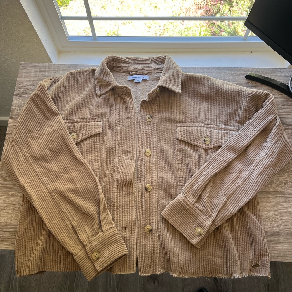 O'Neill Women's Tan Corduroy Button Down Shirt